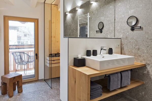 Badezimmer im Premium-Appartement 3 mit Sauna