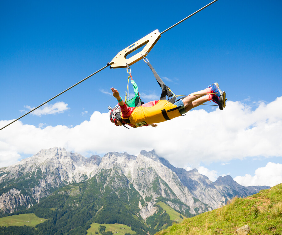 Flying Fox XXL Leogang | © Tom Bause Sommer-Shooting Sommer Flying Fox XXL Leogang | © Tom Bause