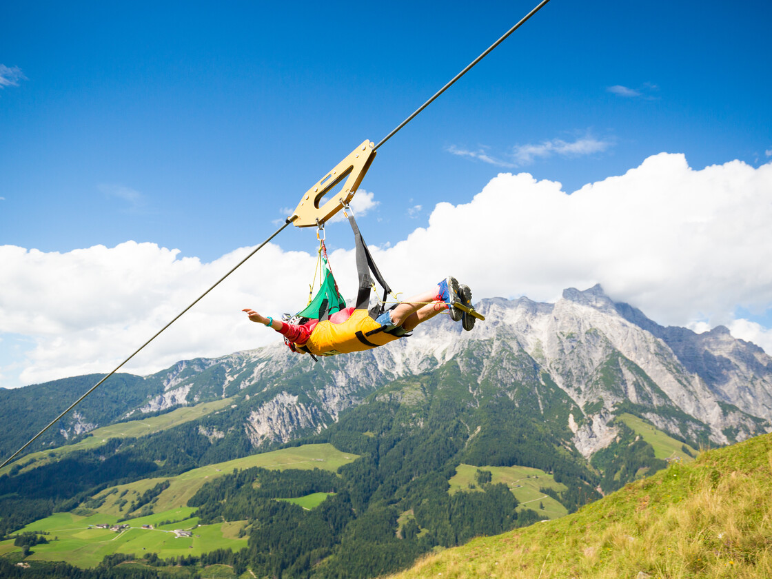 Sommer-Shooting Sommer Flying Fox XXL Leogang  | © Tom Bause