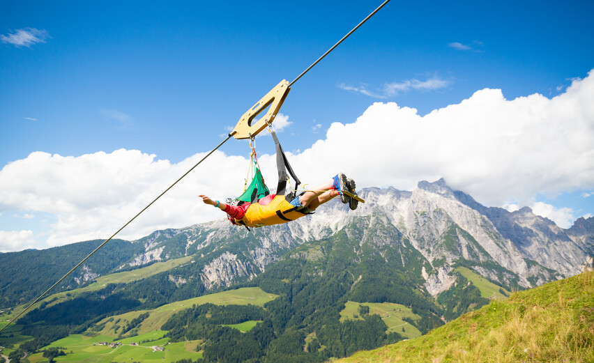 Flying Fox XXL Leogang | © Tom Bause Sommer-Shooting Sommer Flying Fox XXL Leogang | © Tom Bause