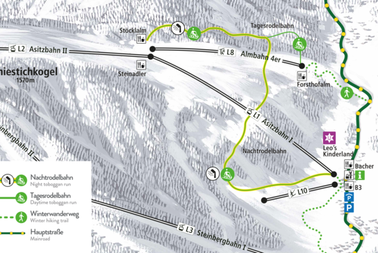 Rodelplan für das Skigebiet Saalfelden-Leogang