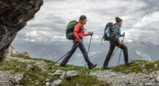 Hiker on a hiking trail in Leogang